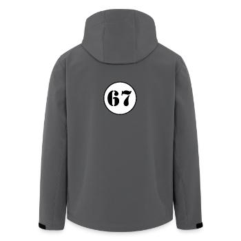 NUMÉRO 67 soixante-sept cadeau d'anniversaire - Veste softshell homme en polyester recyclé Stanley/Stella - bleu pétrole foncé - Dos - AI Model Male 185 light (185cm)