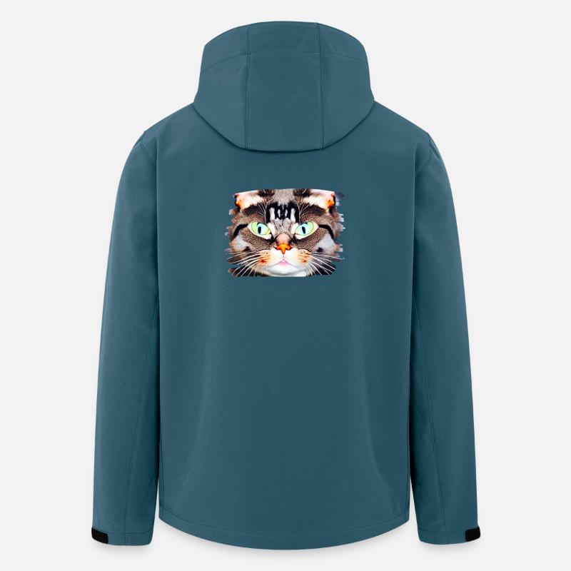 Portrait de chat néon - Veste softshell homme en polyester recyclé Stanley/Stella - bleu pétrole foncé