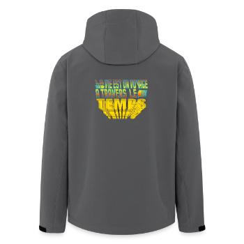 La vie est un voyage à travers le temps. - Veste softshell homme en polyester recyclé Stanley/Stella - bleu pétrole foncé - Dos - AI Model Male 185 light (185cm)