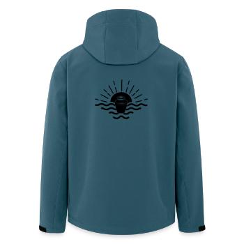 Sonnenuntergang Seeurne - Recycelte Männer Softshell-Jacke von Stanley/Stella - Dunkles Petrol - Hinten - AI Model Male 185 light (185cm)