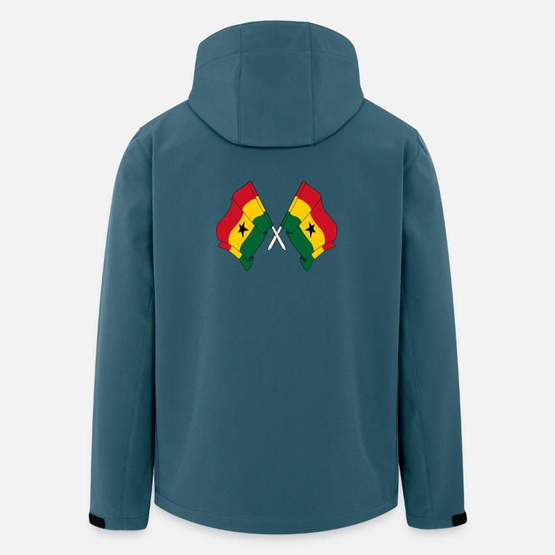 Deux drapeaux du Ghana croisés - Veste softshell homme en polyester recyclé Stanley/Stella - bleu pétrole foncé
