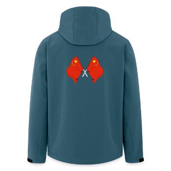 Deux drapeaux Chine - Veste softshell homme en polyester recyclé Stanley/Stella - bleu pétrole foncé - Dos - AI Model Male 185 light (185cm)