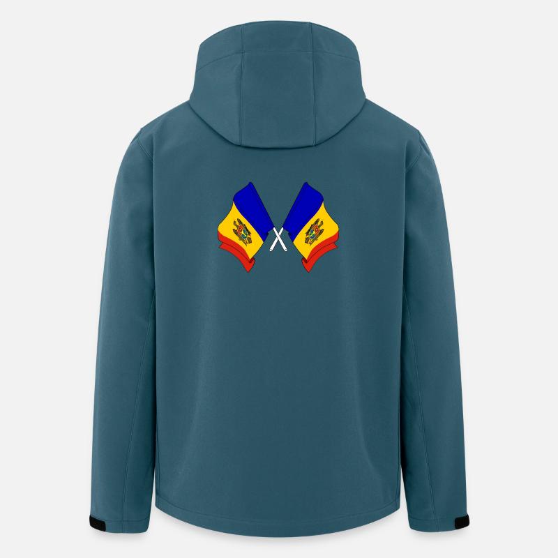 Deux drapeaux Moldavie - Veste softshell homme en polyester recyclé Stanley/Stella - bleu pétrole foncé