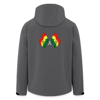 Deux drapeaux croisés depuis la Bolivie - Veste softshell homme en polyester recyclé Stanley/Stella - bleu pétrole foncé - Dos - AI Model Male 185 light (185cm)