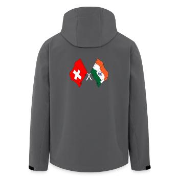 Flagge der Schweiz und Flagge Indien - Recycelte Männer Softshell-Jacke von Stanley/Stella - Dunkles Petrol - Hinten - AI Model Male 185 light (185cm)