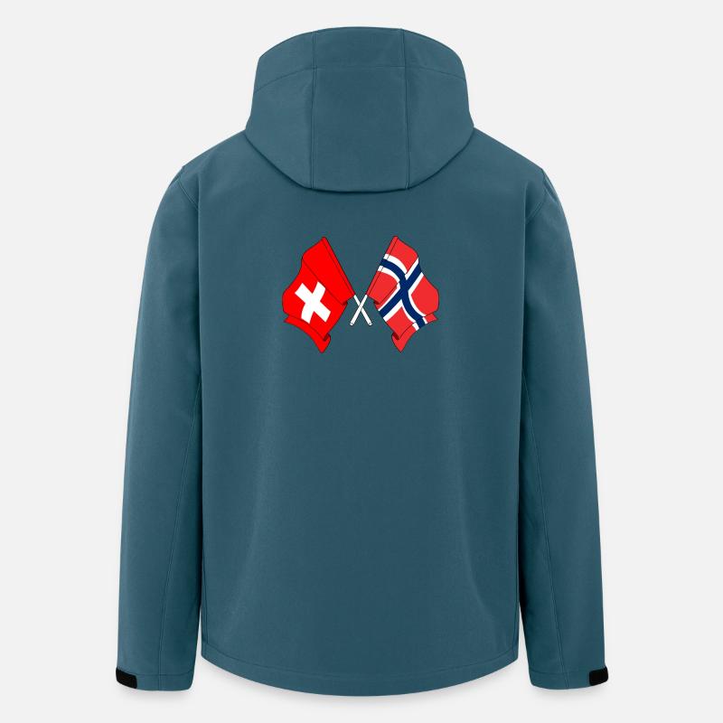 Drapeau de la Suisse et drapeau de la Norvège - Veste softshell homme en polyester recyclé Stanley/Stella - bleu pétrole foncé