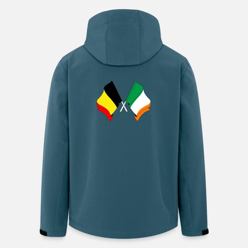 Drapeau Belgique, drapeau Irlande - Veste softshell homme en polyester recyclé Stanley/Stella - bleu pétrole foncé