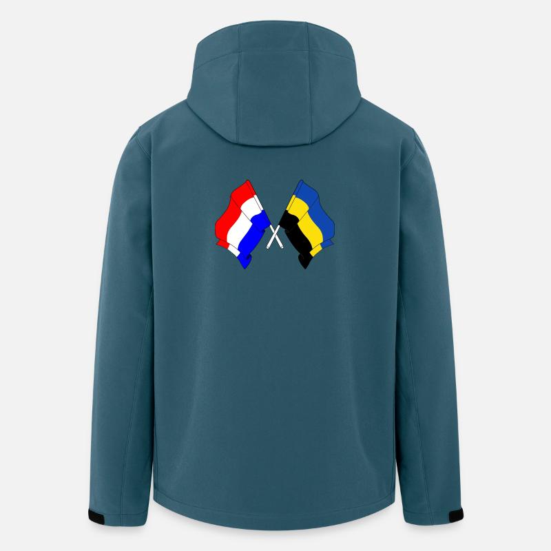 Drapeau Pays-Bas, Gueldre croisé - Veste softshell homme en polyester recyclé Stanley/Stella - bleu pétrole foncé