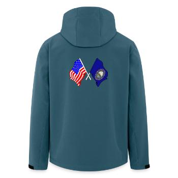 Drapeau des États-Unis et de l’État du New Hampshire croisé - Veste softshell homme en polyester recyclé Stanley/Stella - bleu pétrole foncé - Dos - AI Model Male 185 light (185cm)