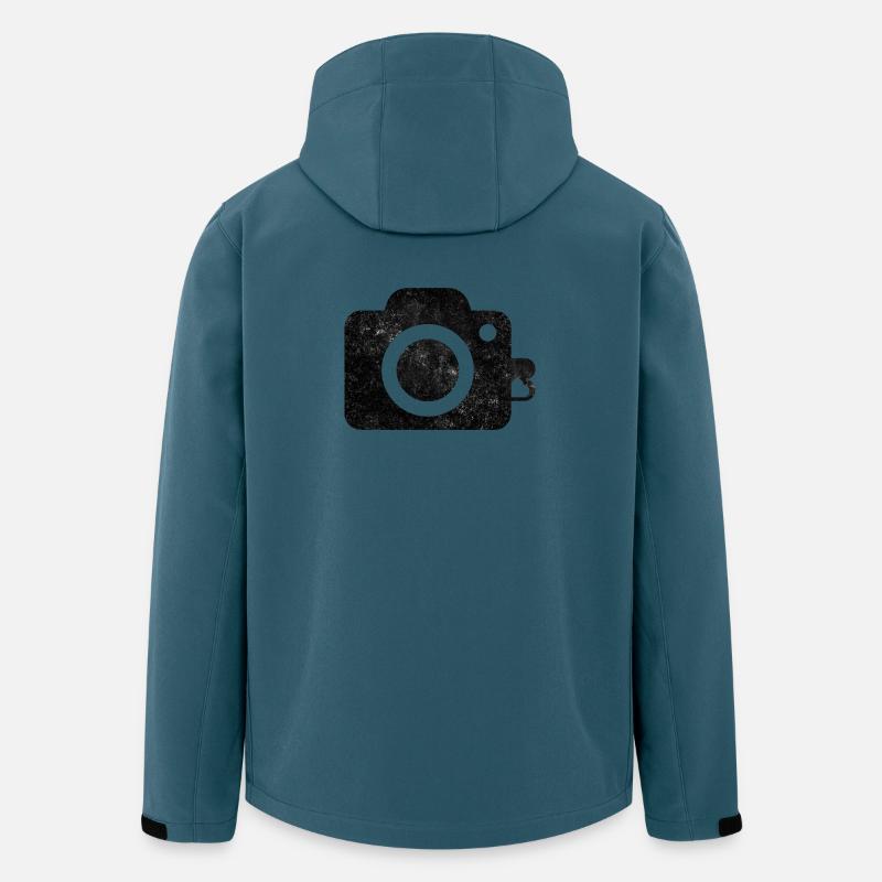 Conception de logo de caméra - Veste softshell homme en polyester recyclé Stanley/Stella - bleu pétrole foncé