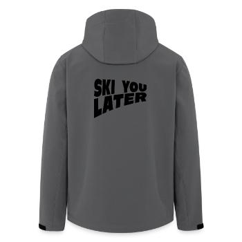 Skier plus tard, skier amusant en disant - Veste softshell homme en polyester recyclé Stanley/Stella - bleu pétrole foncé - Dos - AI Model Male 185 light (185cm)