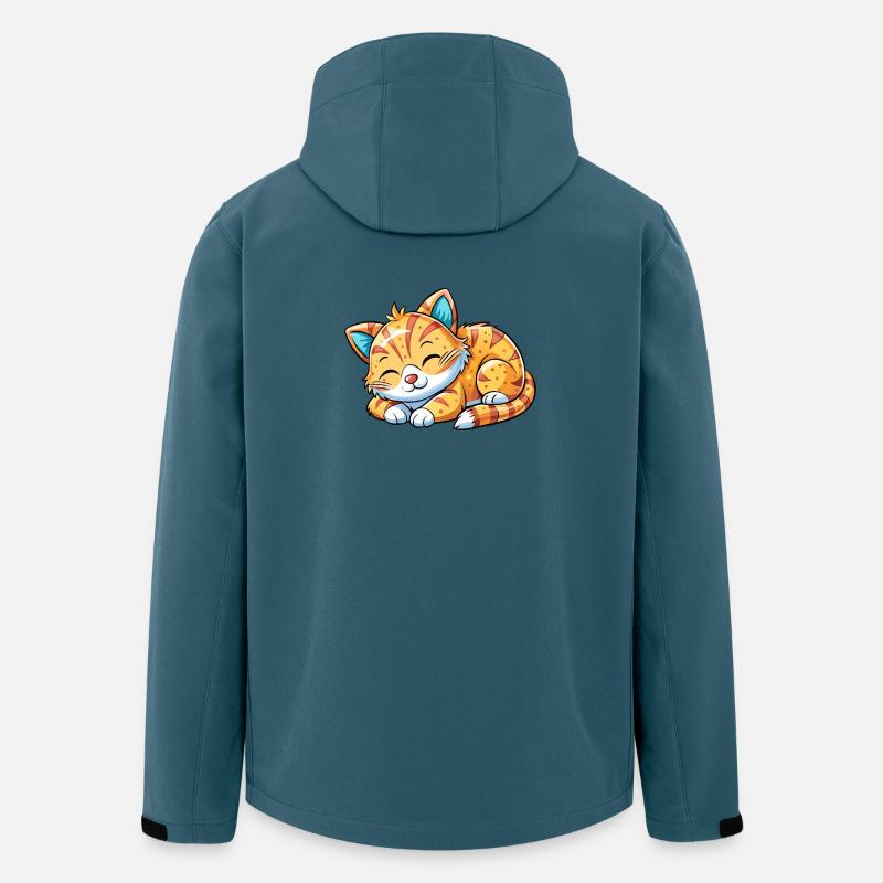 Chat endormi - Veste softshell homme en polyester recyclé Stanley/Stella - bleu pétrole foncé