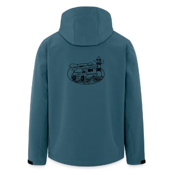 Camping-car au bord de la mer - Veste softshell homme en polyester recyclé Stanley/Stella - bleu pétrole foncé - Dos - AI Model Male 185 light (185cm)