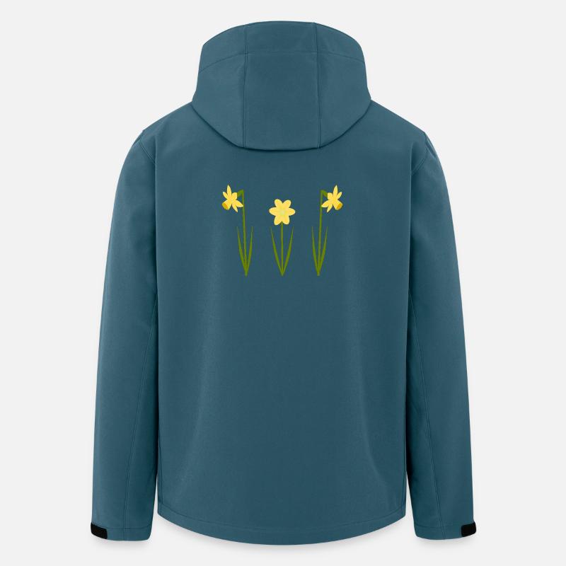 Mars bursdagsblomst påskeliljer i blomst - Softshelljakke herre i resirkulert polyester Discoverer Stanley/Stella - mørk petroleum