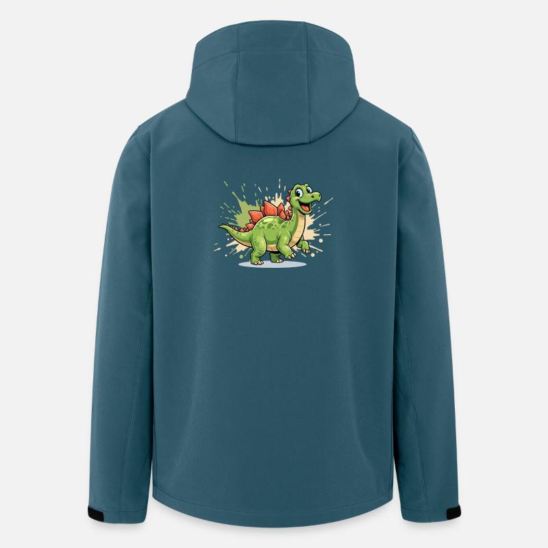 Fröhlicher Dino Stegosaurus Cartoon - Recycelte Männer Softshell-Jacke von Stanley/Stella - Dunkles Petrol