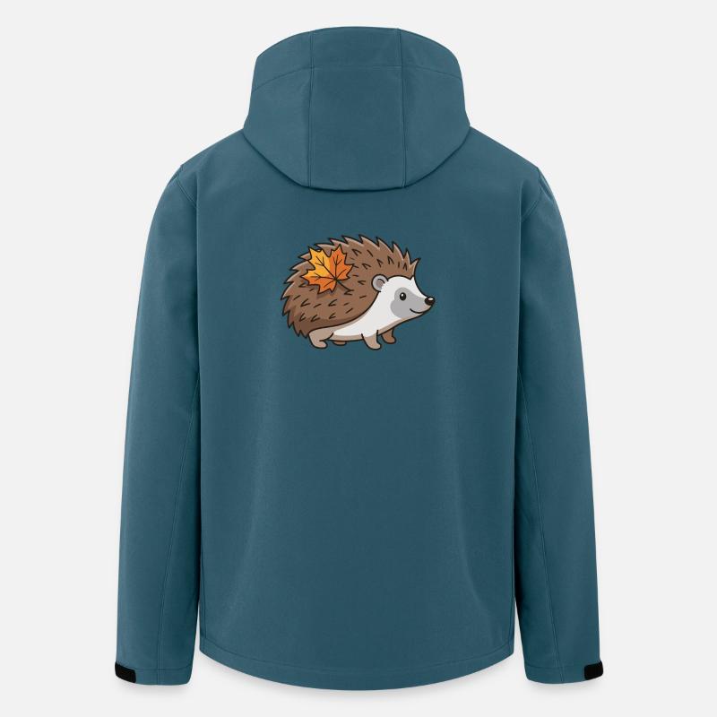 Hérisson Feuille d’Automne, Animal Mignon - Veste softshell homme en polyester recyclé Stanley/Stella - bleu pétrole foncé