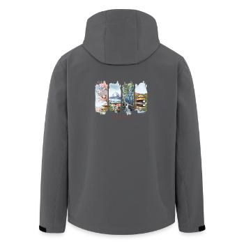 Japan Vacation Travel – Cherry Blossom & Mount Fuji - Men’s Recycled Softshell Jacket by Stanley/Stella - stargazer - Back - AI Model Male 185 light (185cm)