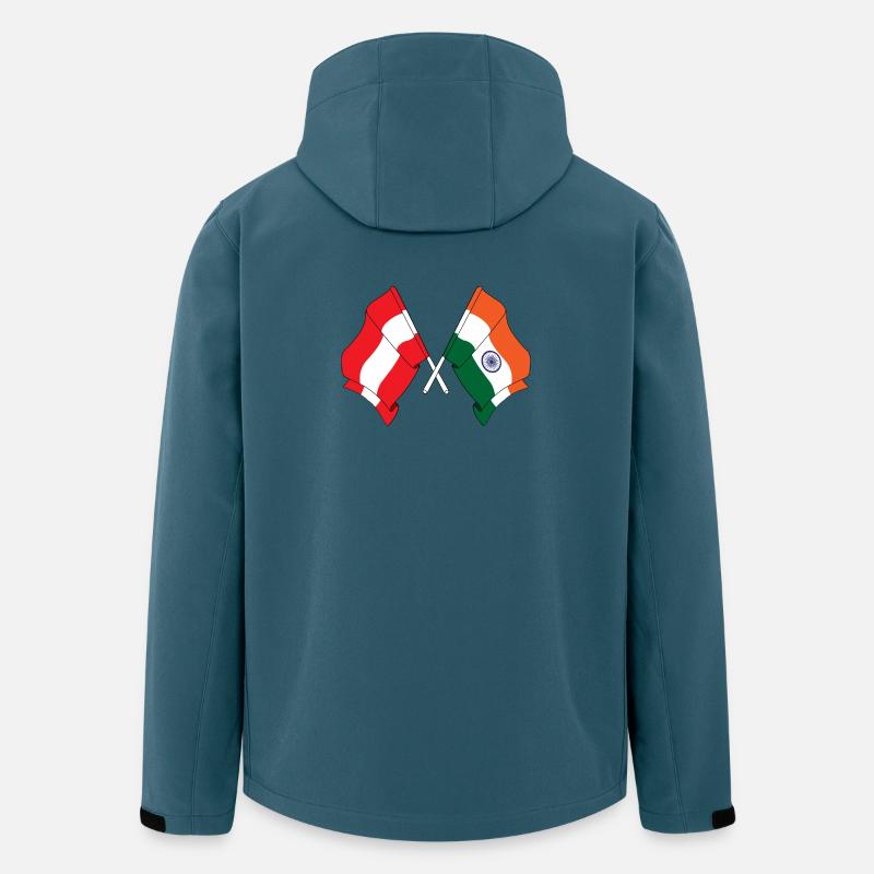 Drapeau Autriche, Drapeau Inde - Veste softshell homme en polyester recyclé Stanley/Stella - bleu pétrole foncé