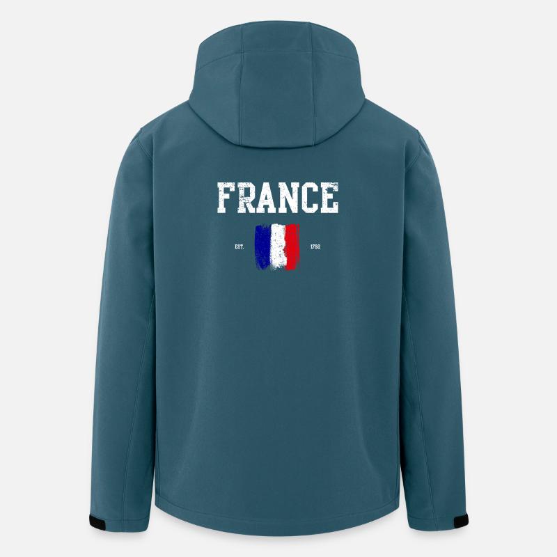 Drapeau français Traits de peinture Design - Veste softshell homme en polyester recyclé Stanley/Stella - bleu pétrole foncé