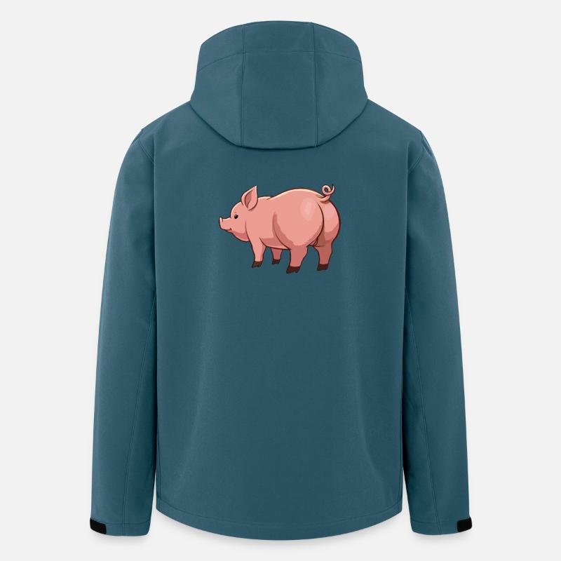 Cartoon-Schwein in Pinktönen - Recycelte Männer Softshell-Jacke von Stanley/Stella - Dunkles Petrol