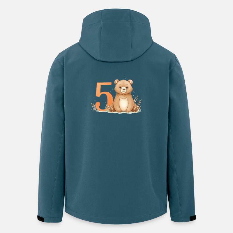 Kleiner Bär mit Nummer Fünf - Recycelte Männer Softshell-Jacke von Stanley/Stella - Dunkles Petrol