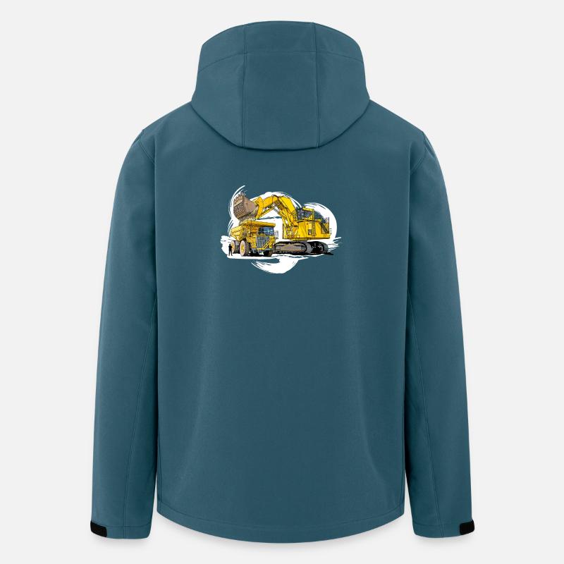 Méga machines sur le chantier - Veste softshell homme en polyester recyclé Stanley/Stella - bleu pétrole foncé