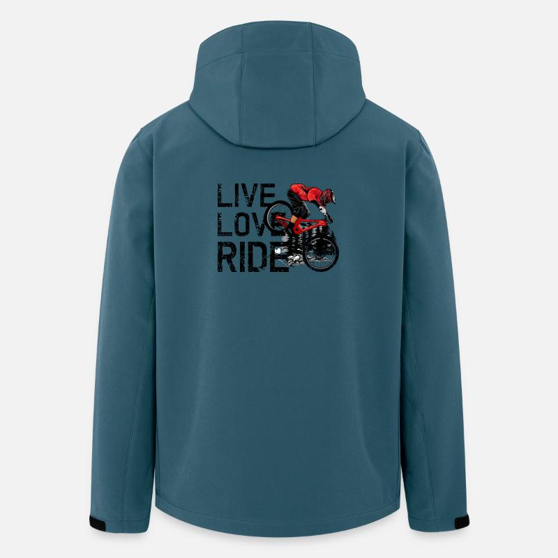 Roter MTB-Fahrer im dunklen Wald - Recycelte Männer Softshell-Jacke von Stanley/Stella - Dunkles Petrol
