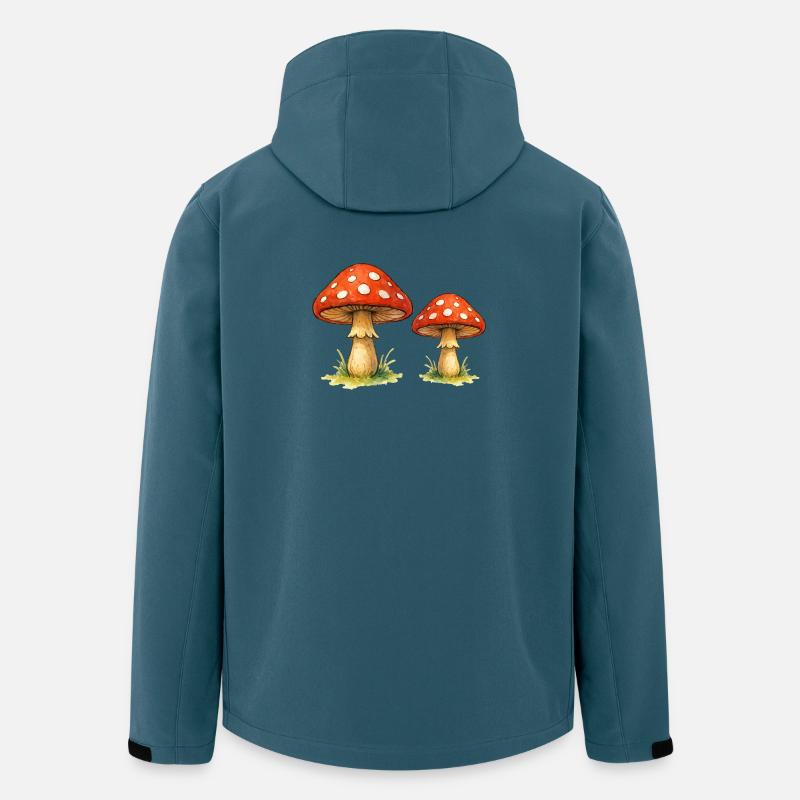 Rote Fliegenpilze im Gras - Recycelte Männer Softshell-Jacke von Stanley/Stella - Dunkles Petrol