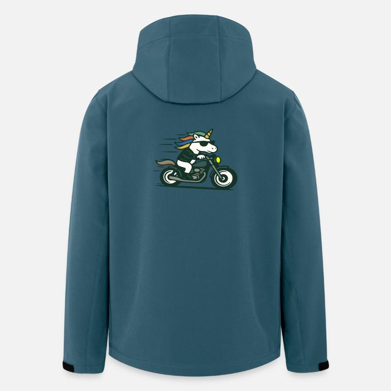 Fast Biker einhornfahrende Motorrad-Maskottchen-Kunst - Recycelte Männer Softshell-Jacke von Stanley/Stella - Dunkles Petrol
