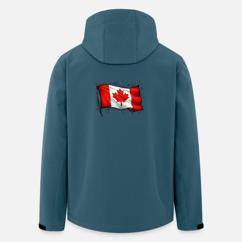 Drapeau du Canada - Veste softshell homme en polyester recyclé Stanley/Stella - bleu pétrole foncé