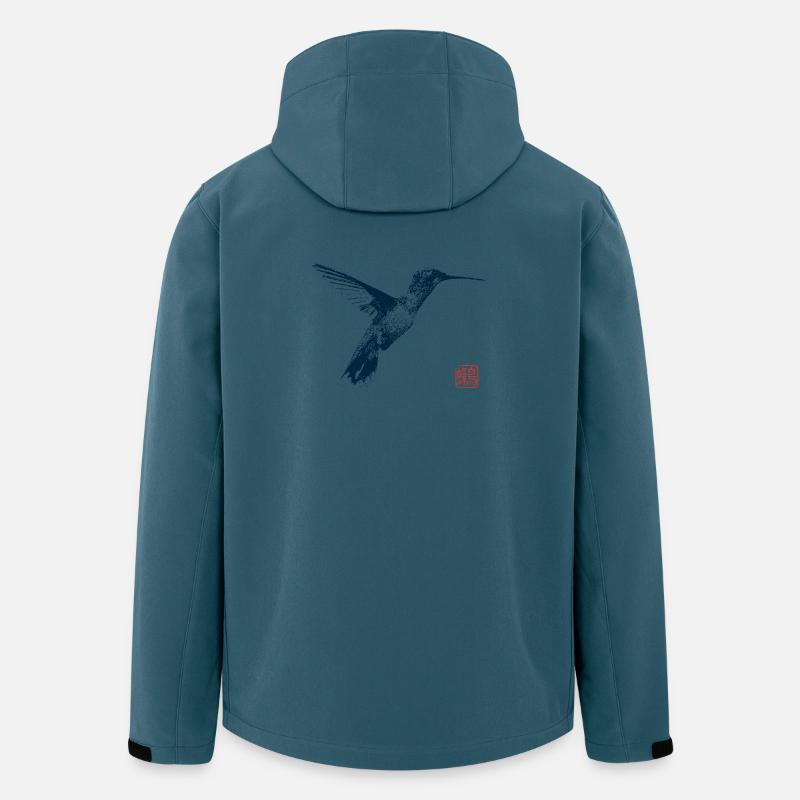 Kolibri mit Kanji Stempel - Recycelte Männer Softshell-Jacke von Stanley/Stella - Dunkles Petrol