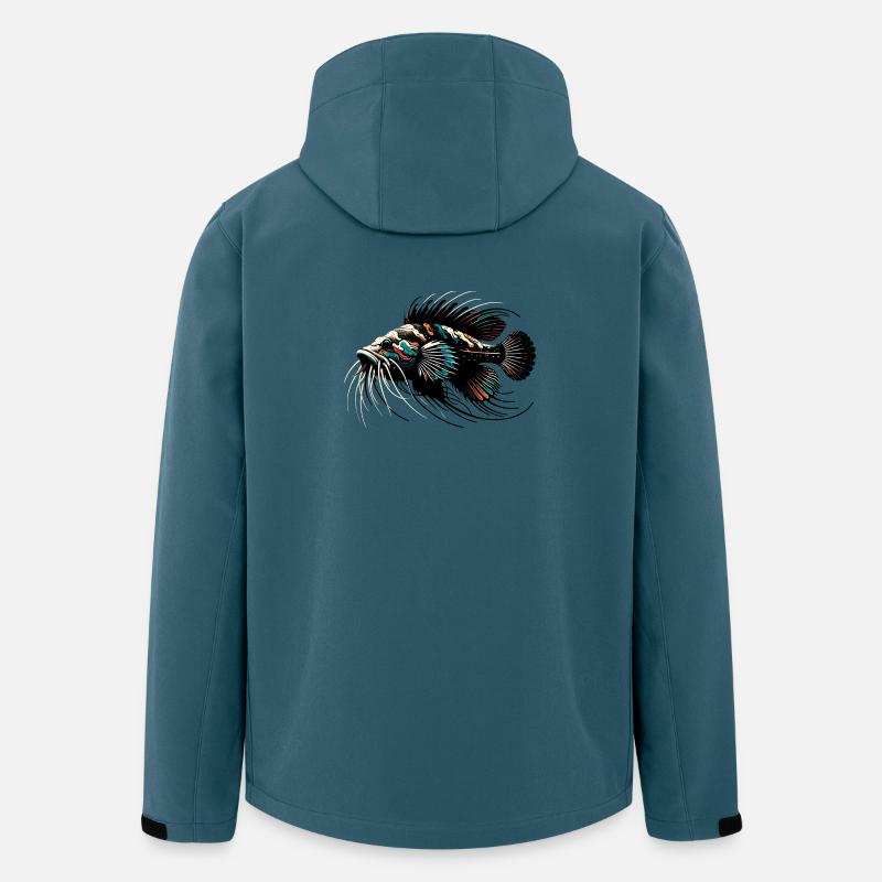 Poisson-chat d’aquarium, poisson-chat d’antenne, minimaliste - Veste softshell homme en polyester recyclé Stanley/Stella - bleu pétrole foncé