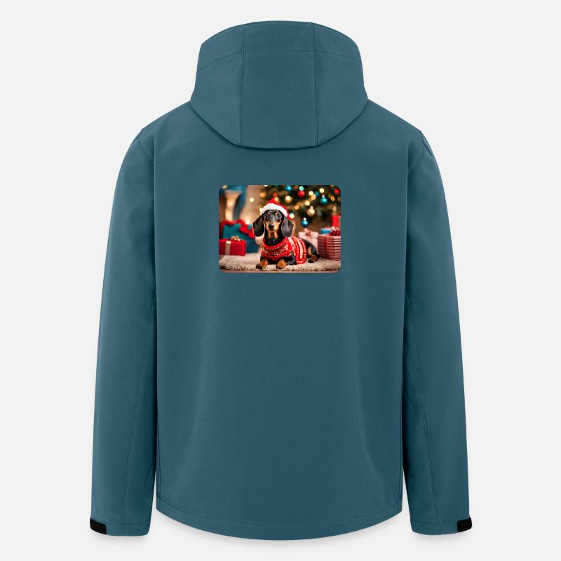Teckel de Noël mignon - Veste softshell homme en polyester recyclé Stanley/Stella - bleu pétrole foncé