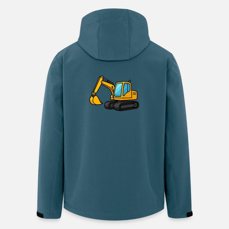 Illustration d'une excavatrice miniature - Veste softshell homme en polyester recyclé Stanley/Stella - bleu pétrole foncé