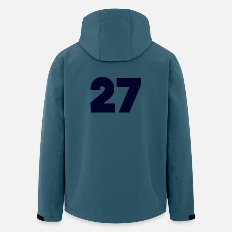 Emblème numérique en gras 27 - Veste softshell homme en polyester recyclé Stanley/Stella - bleu pétrole foncé