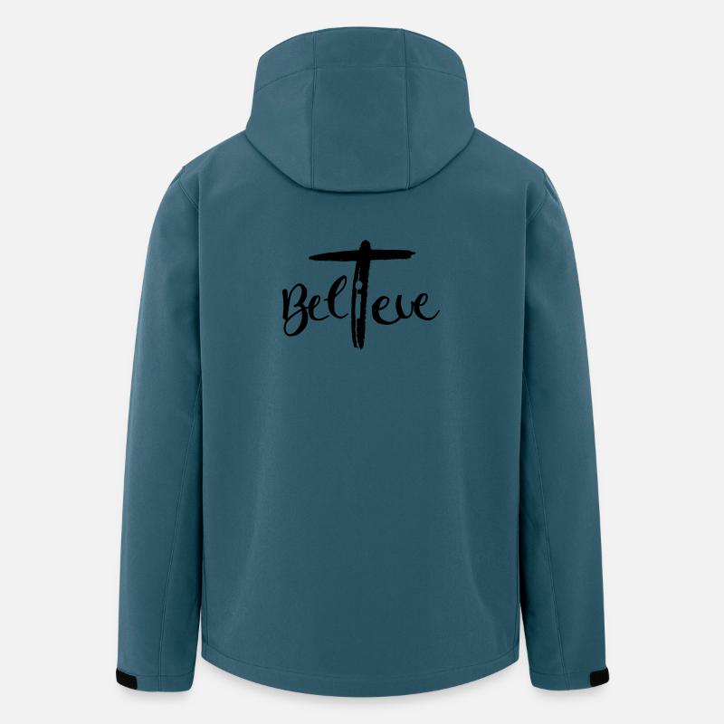 Believe im Kreuz - Recycelte Männer Softshell-Jacke von Stanley/Stella - Dunkles Petrol