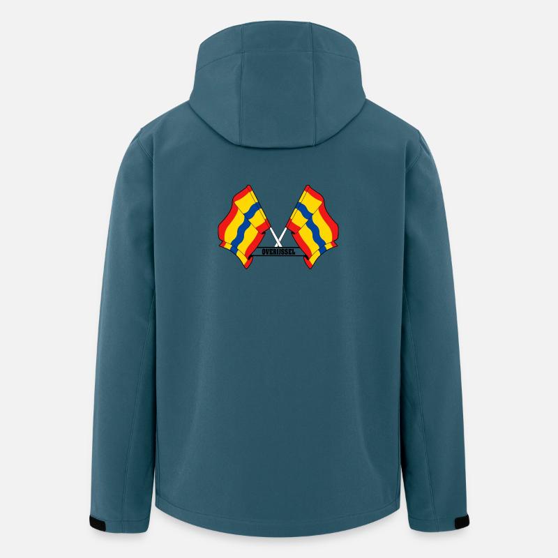 Texte à deux drapeaux OVERIJSSEL - Veste softshell homme en polyester recyclé Stanley/Stella - bleu pétrole foncé