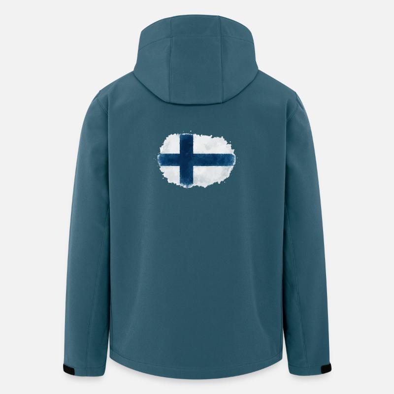 Tache du drapeau finlandais - Veste softshell homme en polyester recyclé Stanley/Stella - bleu pétrole foncé