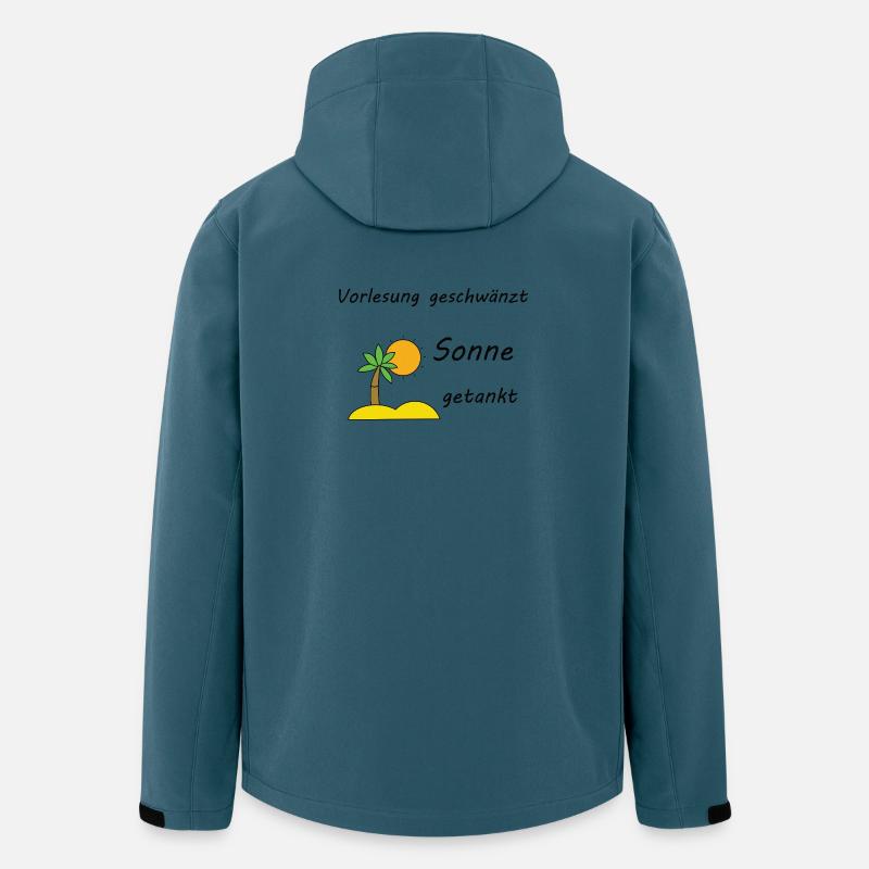 Unispruch "Sonne getankt" Geschenk, Studenten - Recycelte Männer Softshell-Jacke von Stanley/Stella - Dunkles Petrol