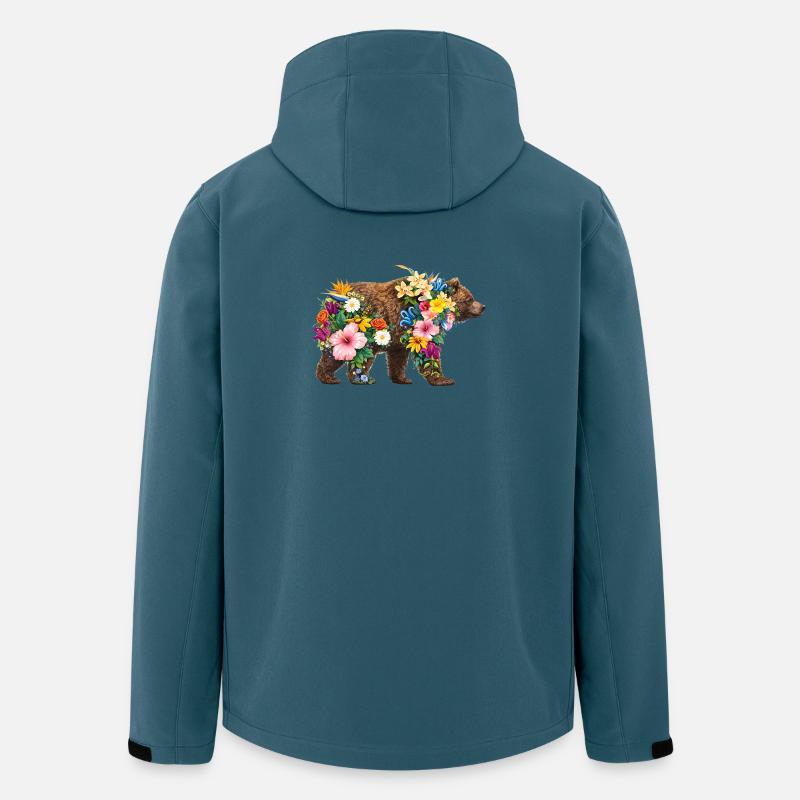 Bär aus wilden Blumen  - Recycelte Männer Softshell-Jacke von Stanley/Stella - Dunkles Petrol