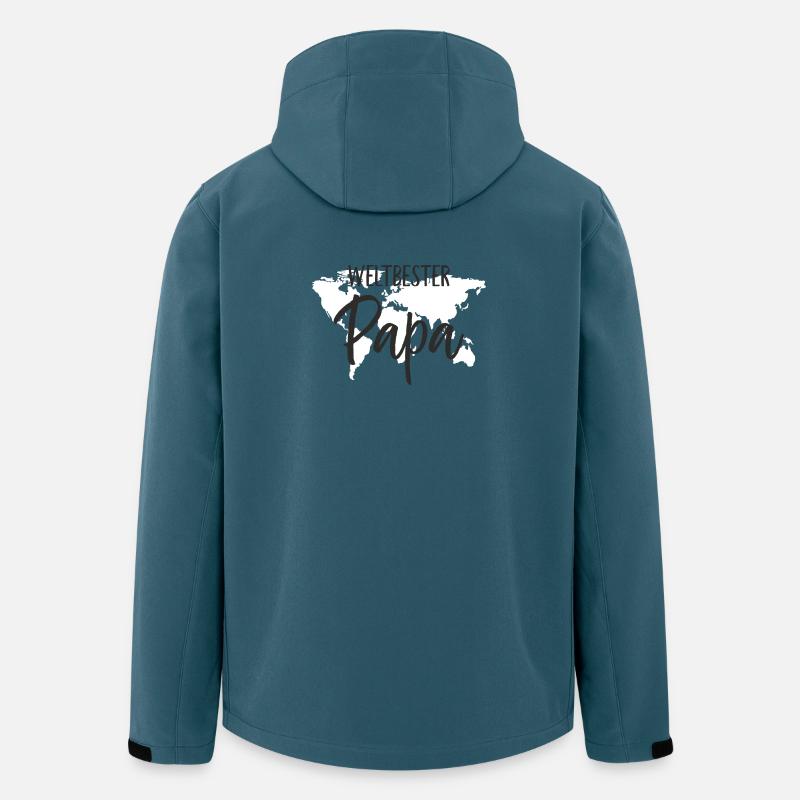 Weltbester Papa – Herzvolles Weltkugel-Design - Recycelte Männer Softshell-Jacke von Stanley/Stella - Dunkles Petrol