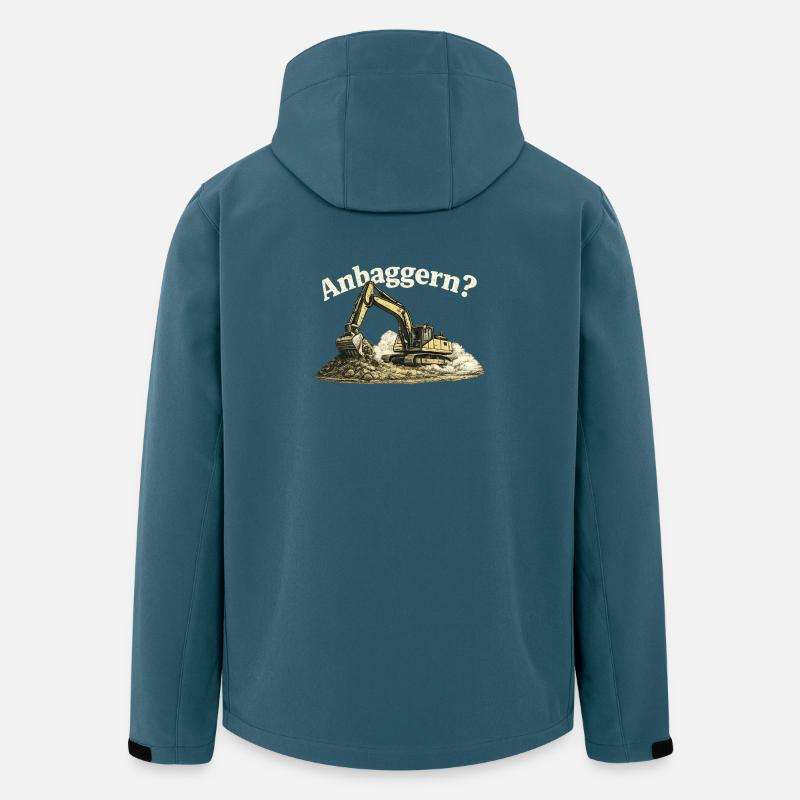 Anbaggern? Lustiger Bagger Baustellen Humor - Recycelte Männer Softshell-Jacke von Stanley/Stella - Dunkles Petrol