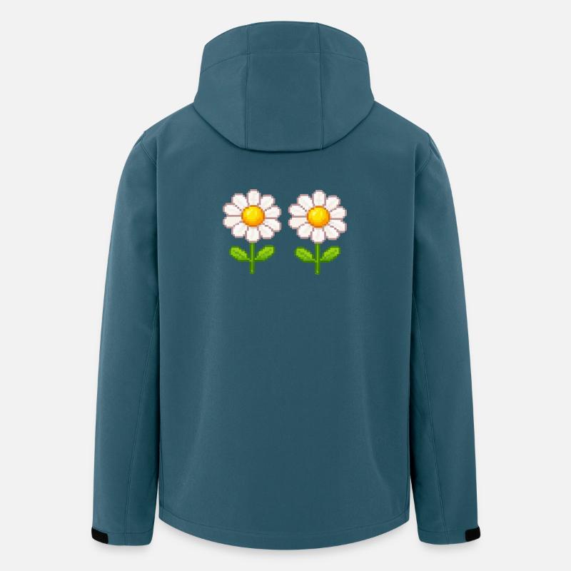 Fleurs doubles Pixel Daisy - Veste softshell homme en polyester recyclé Stanley/Stella - bleu pétrole foncé