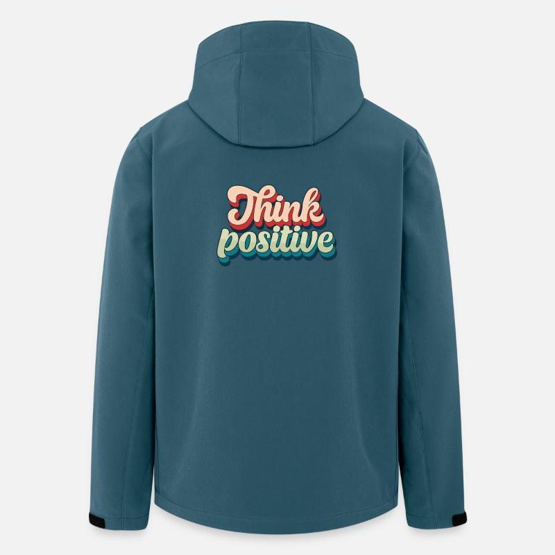Think Positive Rétro Script - Veste softshell homme en polyester recyclé Stanley/Stella - bleu pétrole foncé