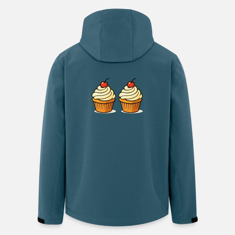 Double Illustration de cupcakes avec cerise - Veste softshell homme en polyester recyclé Stanley/Stella - bleu pétrole foncé