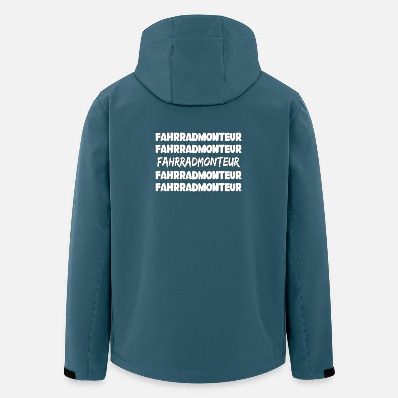 Profession : Mécanicien de vélo - Veste softshell homme en polyester recyclé Stanley/Stella - bleu pétrole foncé