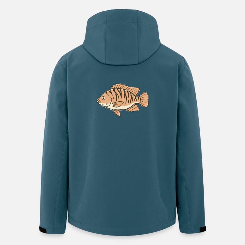 Orange Stylized Tiger Stripe Fish - Men’s Recycled Softshell Jacket by Stanley/Stella - stargazer