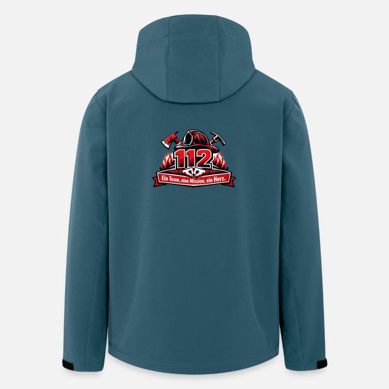Feuerwehr 112 Team Herz Emblem - Recycelte Männer Softshell-Jacke von Stanley/Stella - Dunkles Petrol