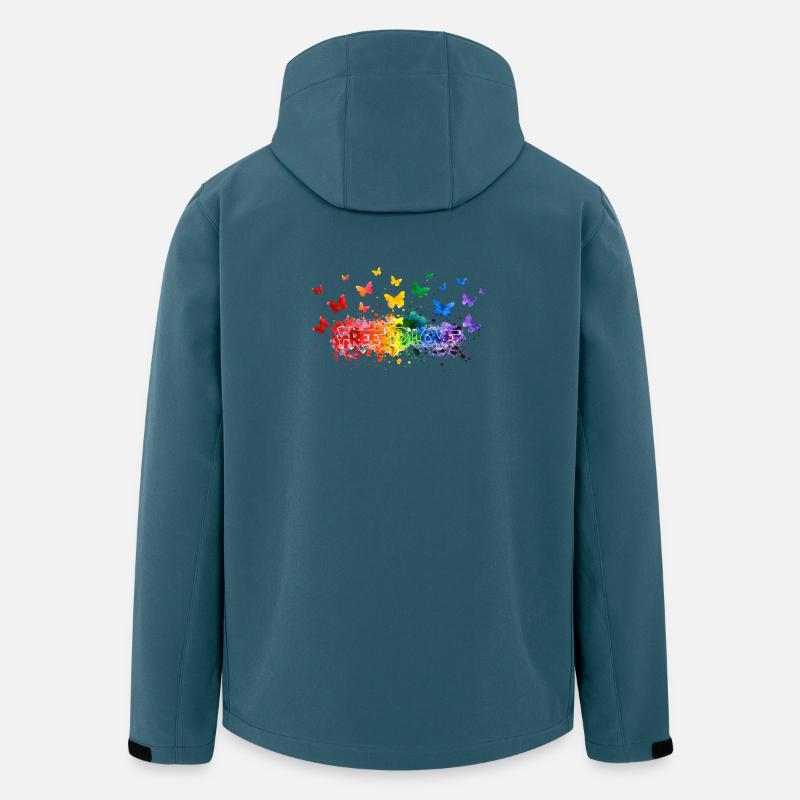 Libre d’aimer papillon LGBT - Veste softshell homme en polyester recyclé Stanley/Stella - bleu pétrole foncé