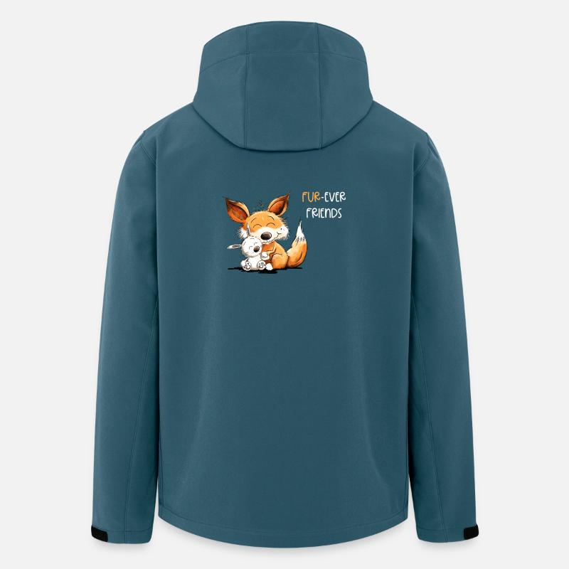 Renard avec Lapin Amitié Dicton - Veste softshell homme en polyester recyclé Stanley/Stella - bleu pétrole foncé
